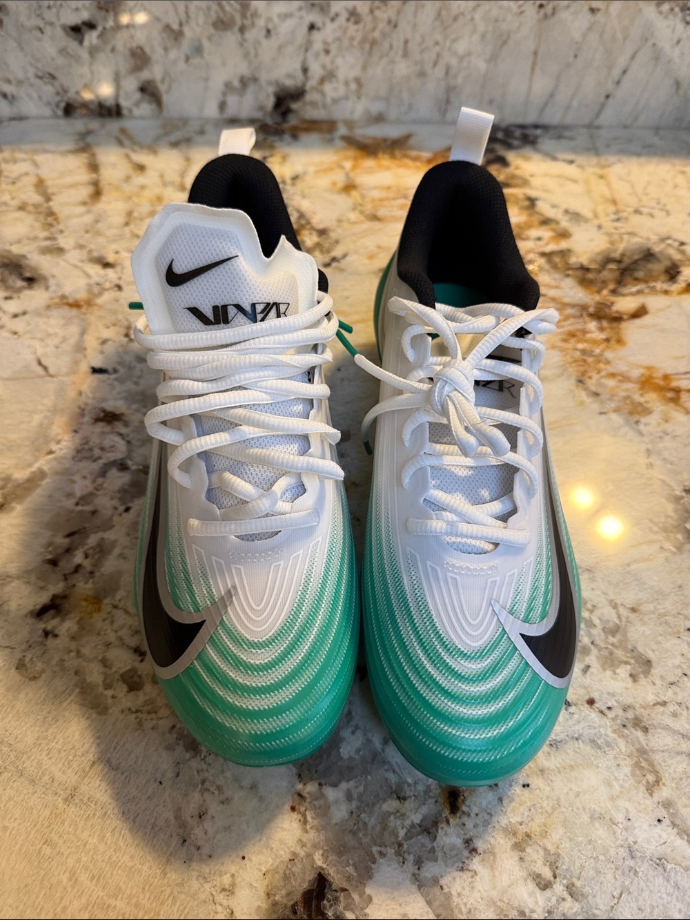 Nike Mens Green & White Vapor Football Cleats